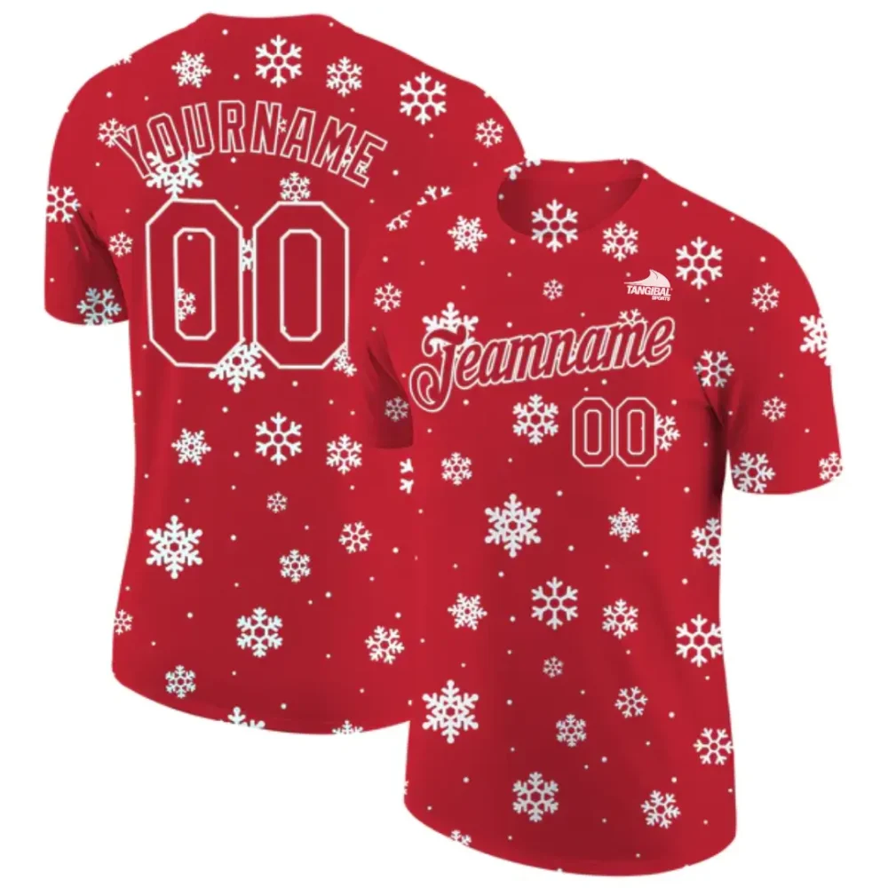 Custom Red Red-White Christmas 3D Performance T-Shirt