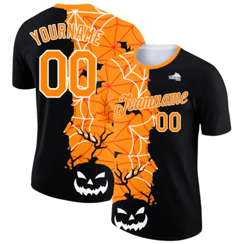 Custom Black Bay Orange-White 3D Halloween Performance T-Shirt